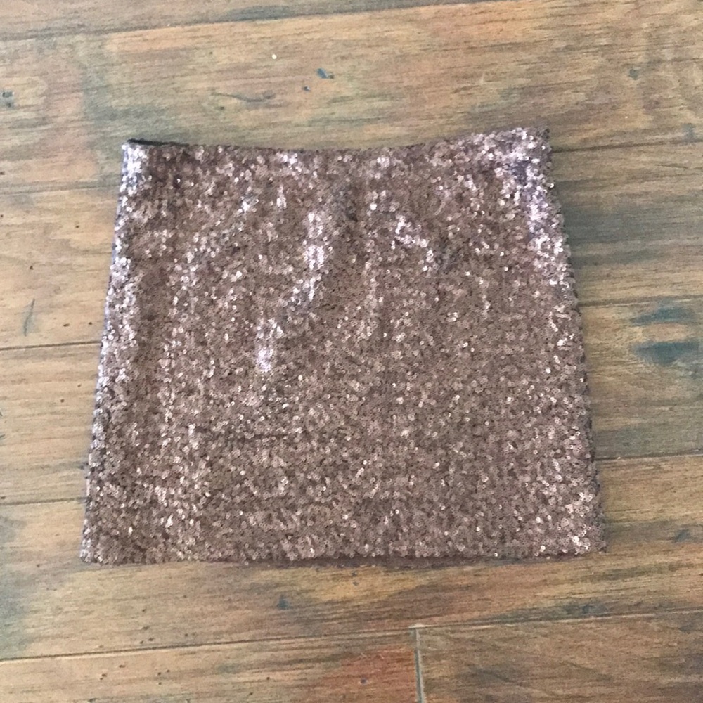 Bronze sequin mini skirt
